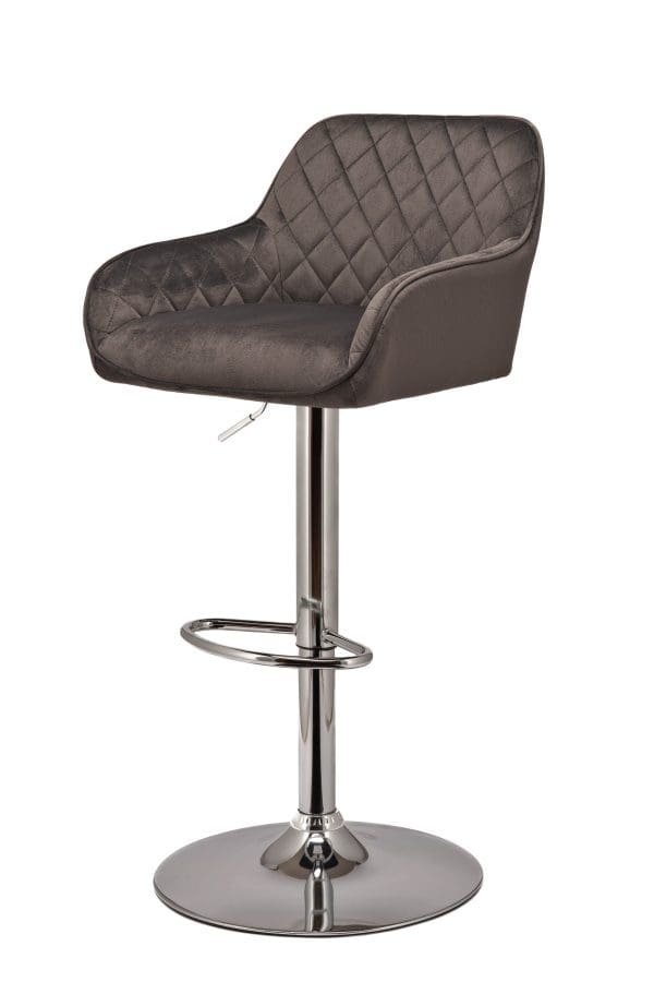 Bergamo grey velvet bar stool