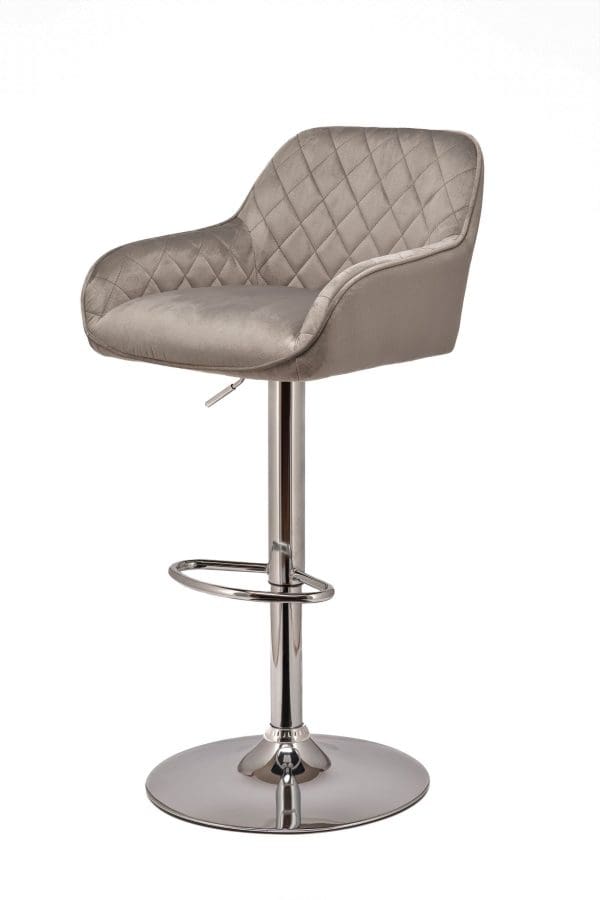 Light grey velvet bar stool