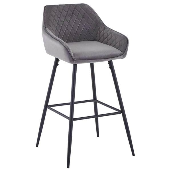 Lombardy-Grey-Velvet-Bar-stool-front