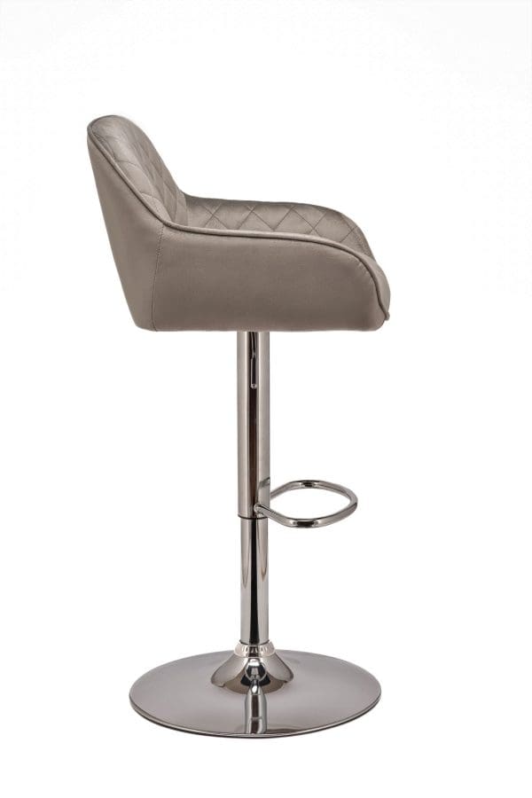 bergamo light grey velvet bar stool