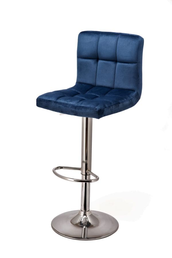 lazio navy blue velvet bar stool