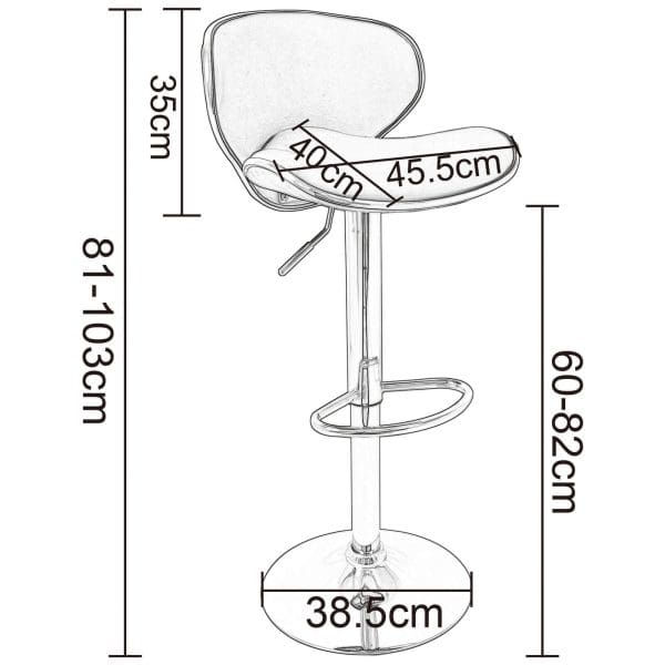 Turin dimensions bar stool