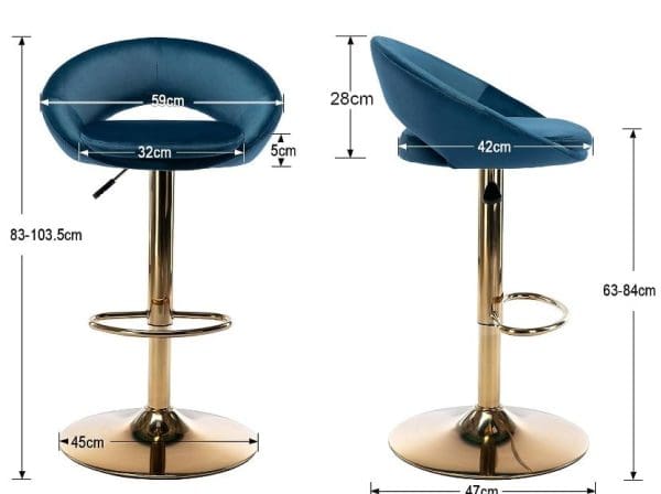blue navy velvet bar stools
