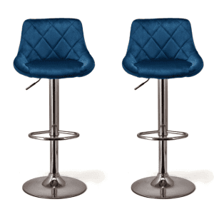 Set of navy velvet bar stools
