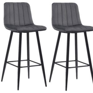 Pair-of-grey-velvet-bar-stools-