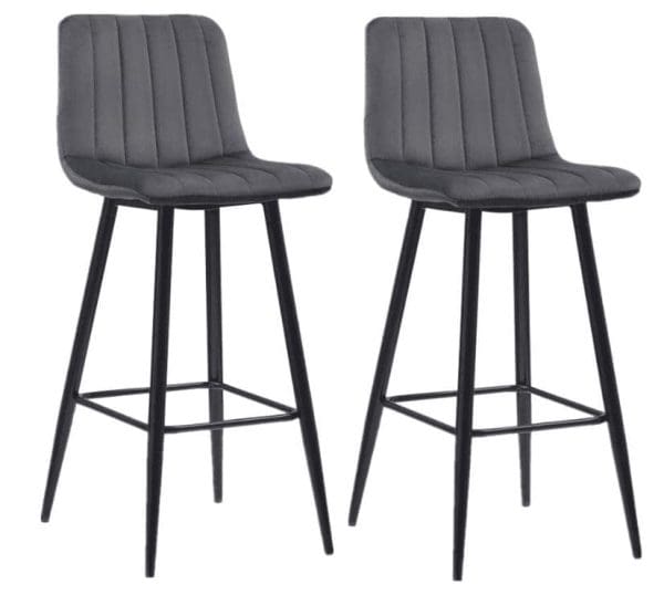 Pair-of-grey-velvet-bar-stools-