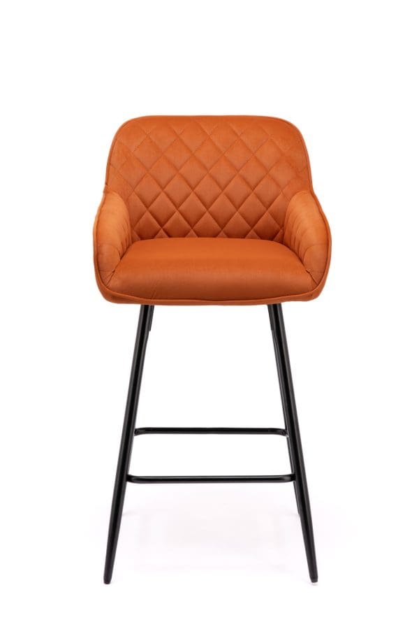 Lombardy orange velvet bar stool