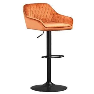 Orange velvet bar stool