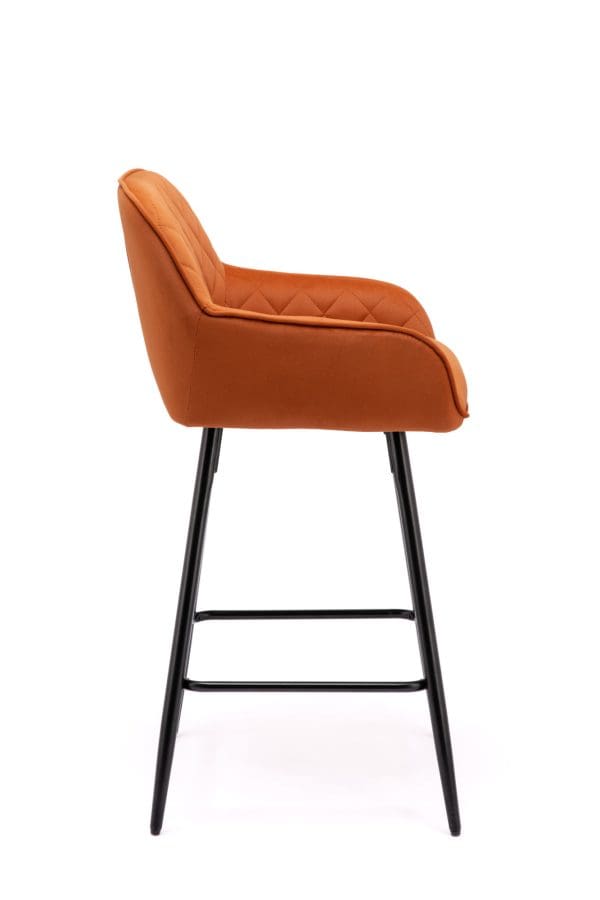 Orange velvet lombardy bar stool