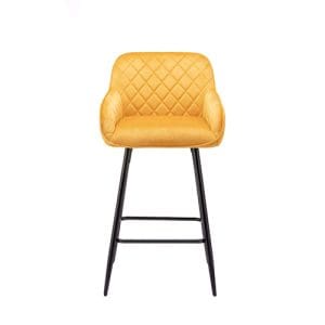 Lombardy mustard velvet bar stool