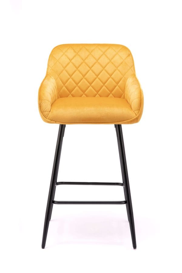 Mustard velvet bar stool
