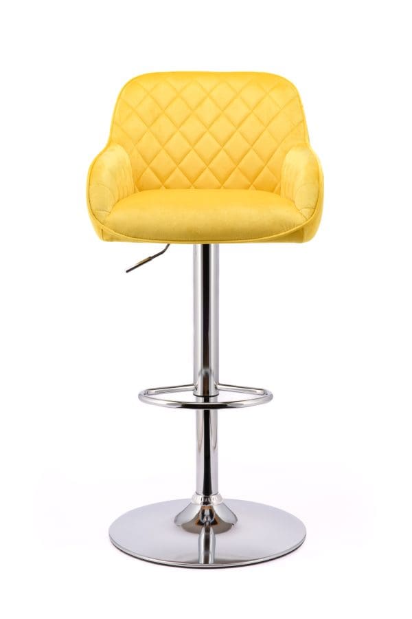 Yellow velvet bar stool