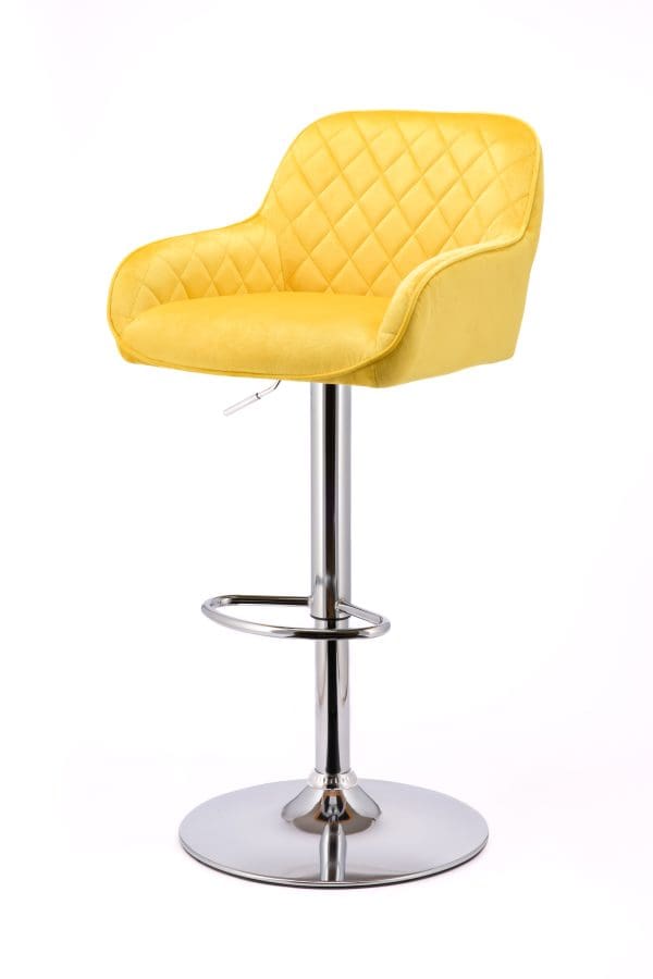 Yellow velvet bar stools