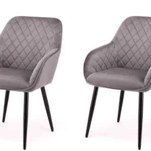 Set of Grey velvet dining chairs