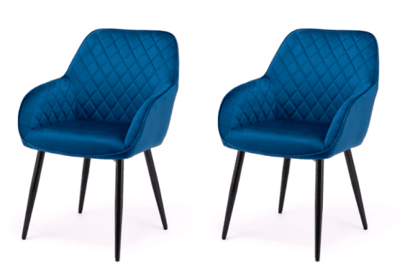 Set of Navy blue velvet dining chairs