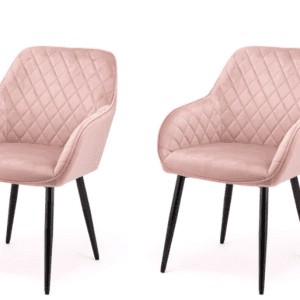 Set of pink velvet dining chairs