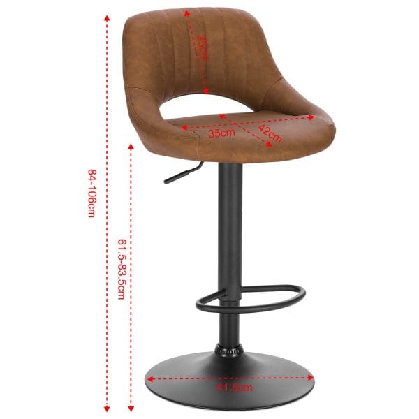 brown bar stool dimensions