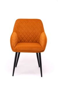 Orange velvet dining chair