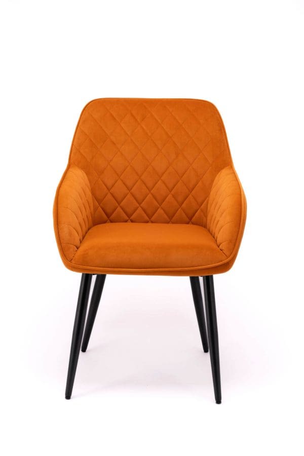 Orange velvet dining chair