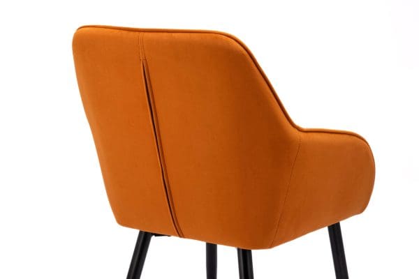 Orange velvet dining chair back