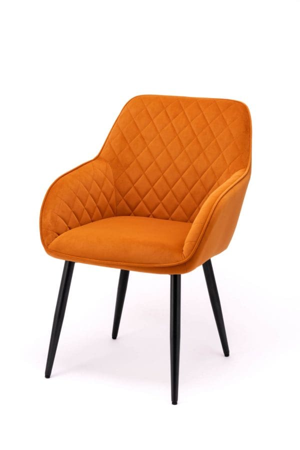 Orange velvet dining chairs