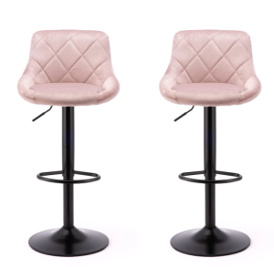 Pair of pink velvet bar stools