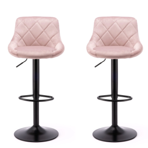 Pair of pink velvet bar stools