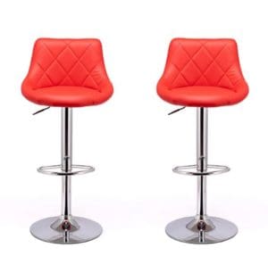 pair of red bar stools